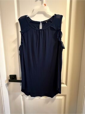 Dynamite Navy Blue Ruffle Sleeveless Top